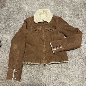 Brown Abercrombie and Fitch corduroy jacket with fuzzy collar